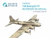 Quinta Studio QD48542 Boeing B-17F 3D-Printed & coloured Interior on decal paper (HK models, Eduard) 1/48